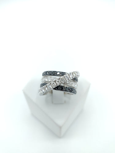 Black and White Bands Diamond Ring